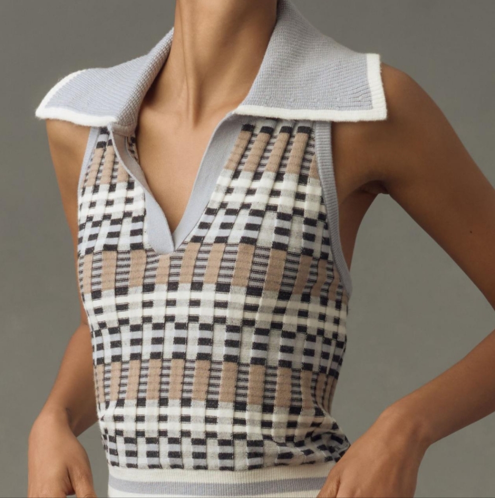 Anthropologie Maeve Halter Polo Sweater Tank